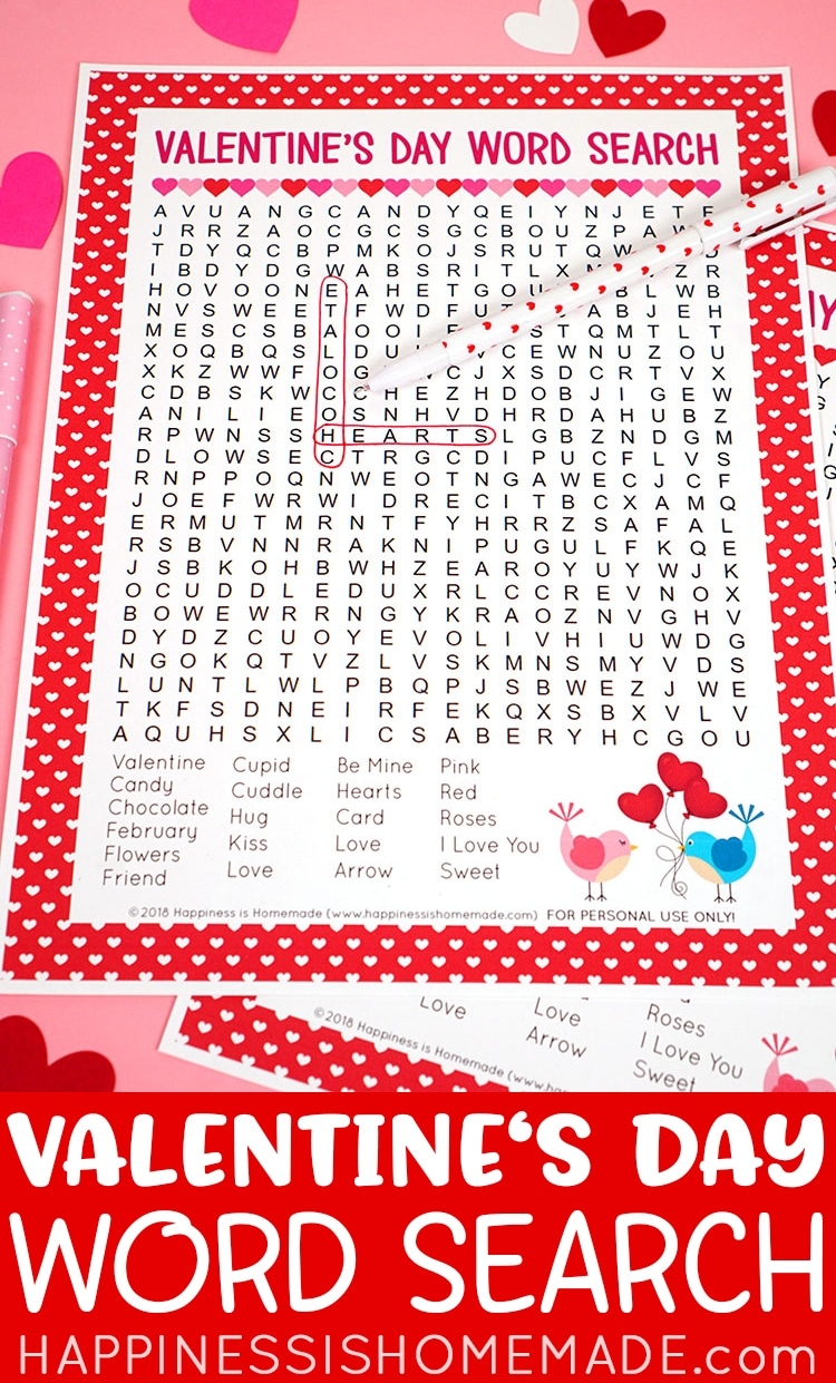 Valentine s Day Word Search Printable Happiness Is Homemade