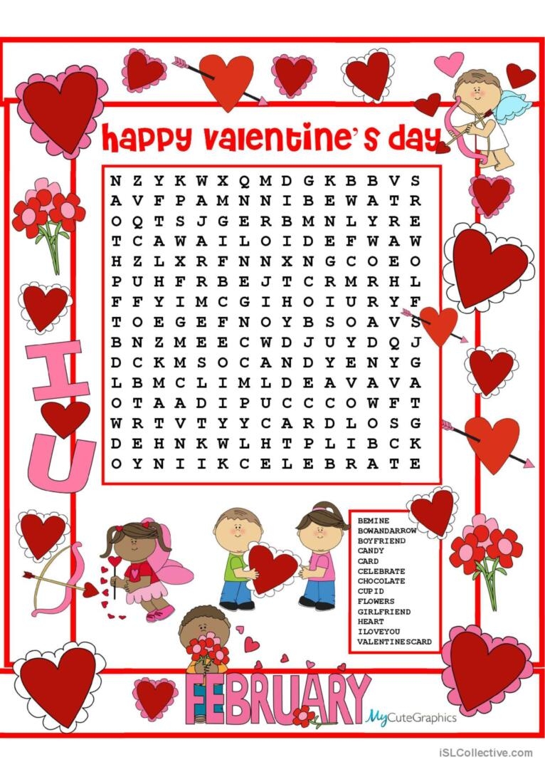 Valentine Word Search Answers