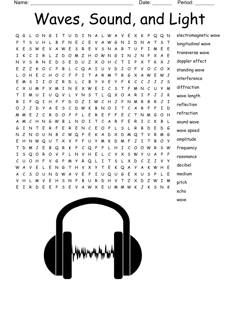 Waves Sound And Light Word Search WordMint