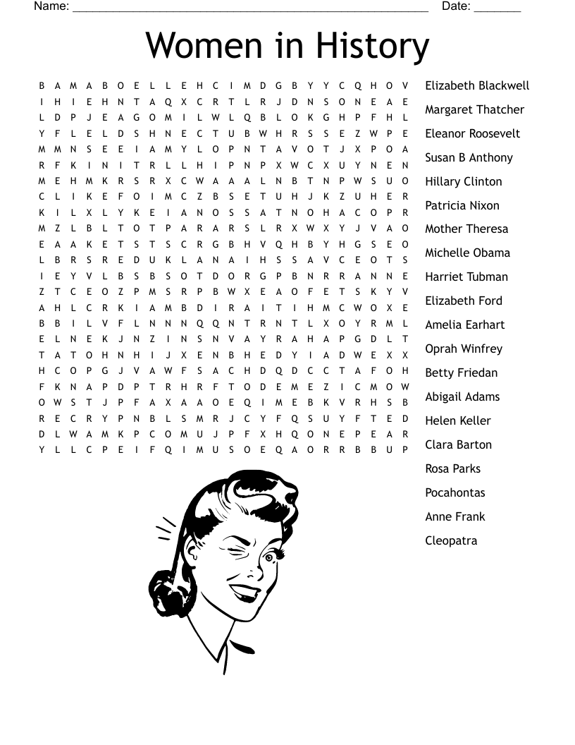 Womens History Month Word Search Word Search Printable