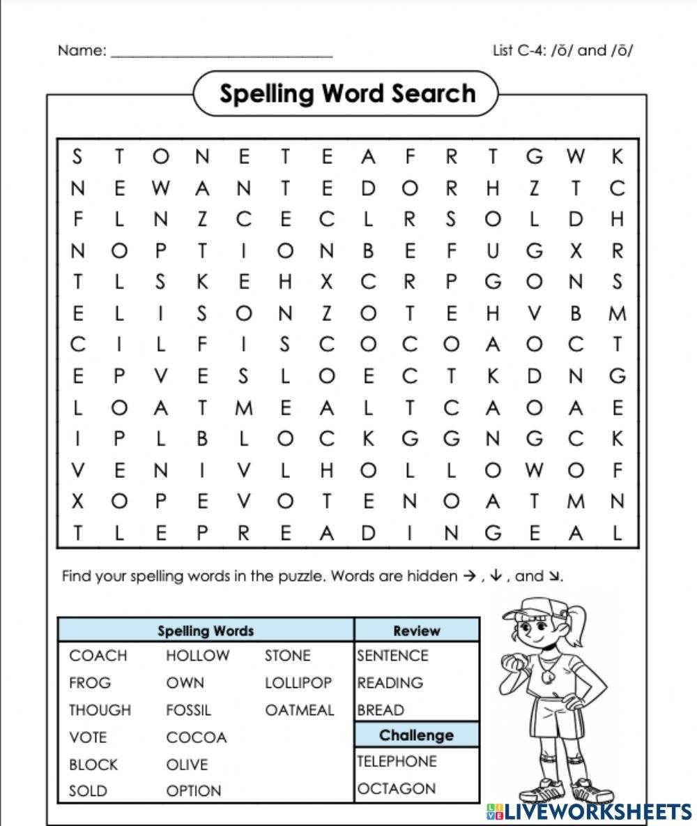 Word Search C 4 4th Grade Worksheet
