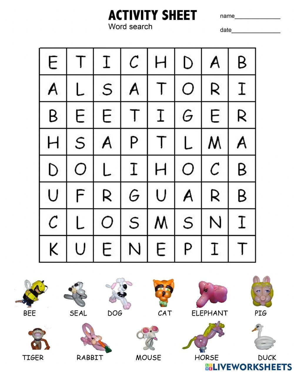 Word Search For 4 Year Olds