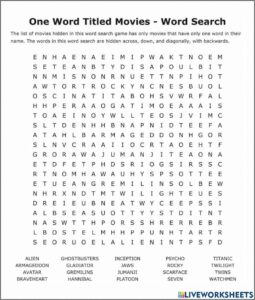 Word Search Online Activity For High School