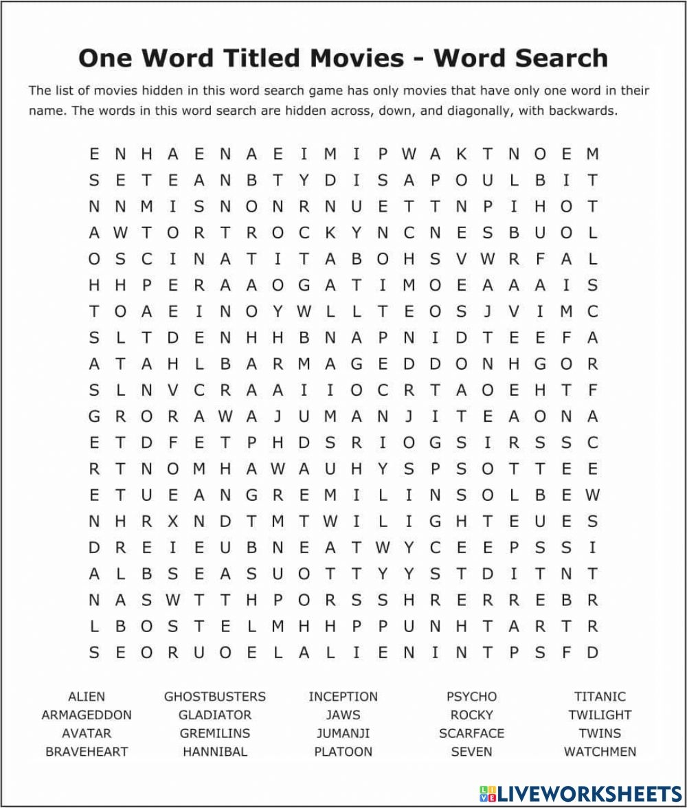 Word Search For High Schoolers