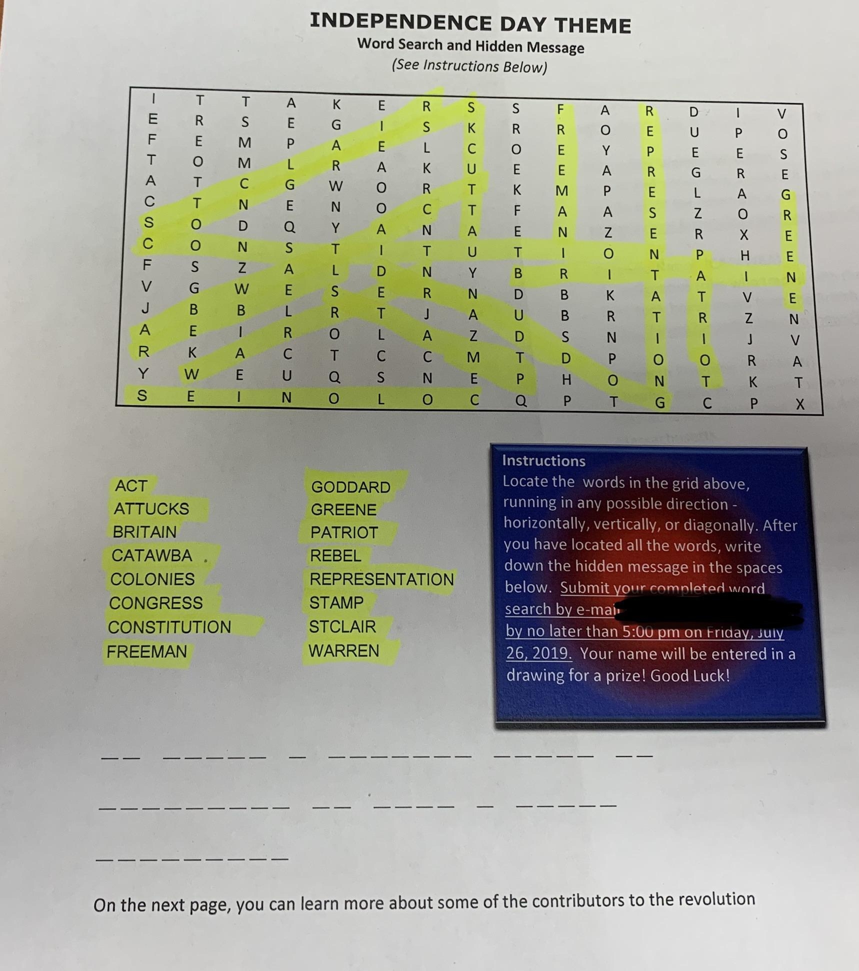 Hidden Message Word Search