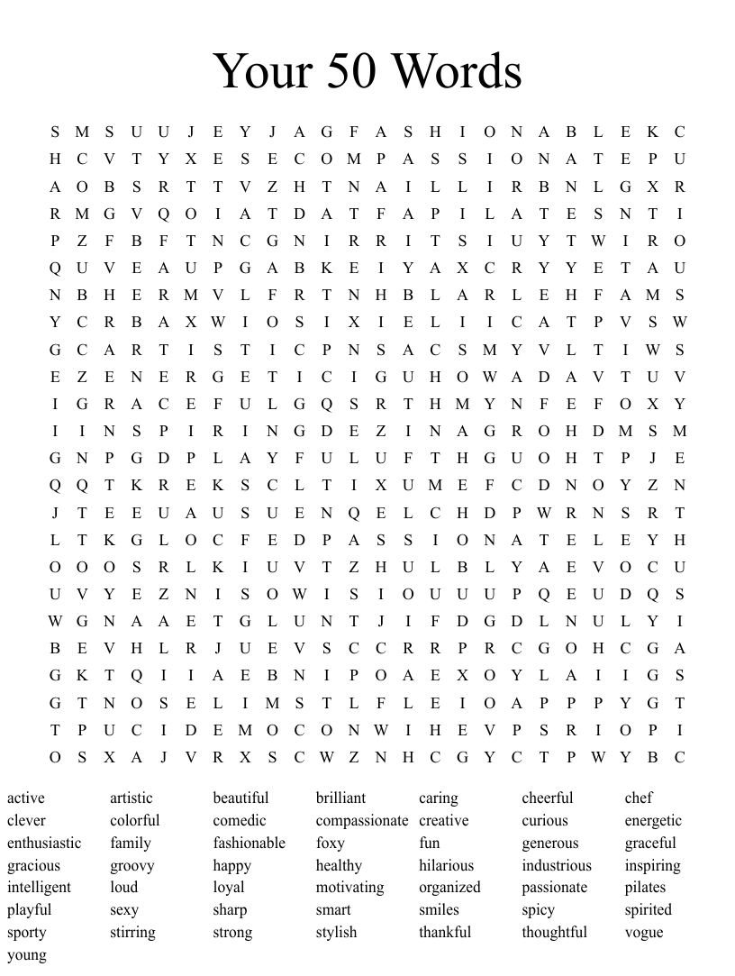 Word Search For Adult